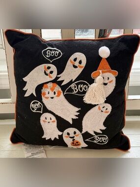 Celebrate Together™ Halloween White/black Ghost Sherpa Decorative Throw Pillow